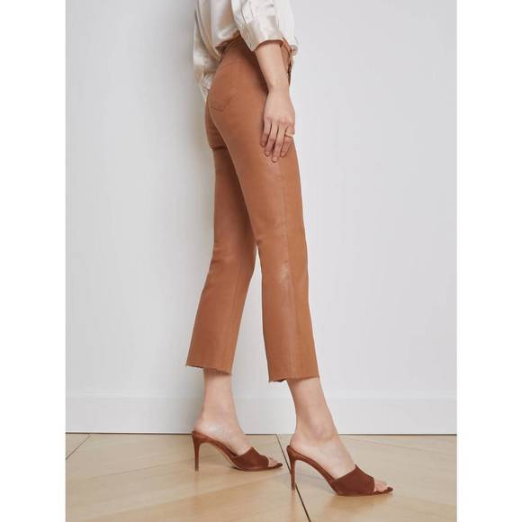 NEW L'AGENCE kendra coated cropped flare jean in java coated - Picture 2 of 5